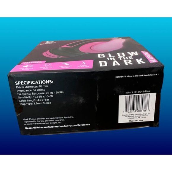 Glow in the Dark, Wired Headphones, Adult, 4 Color Options - Picture 11 of 16